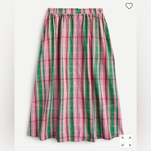 NWT J. Crew Button-up Cotton Midi Skirt in Vintage plaid Size 2